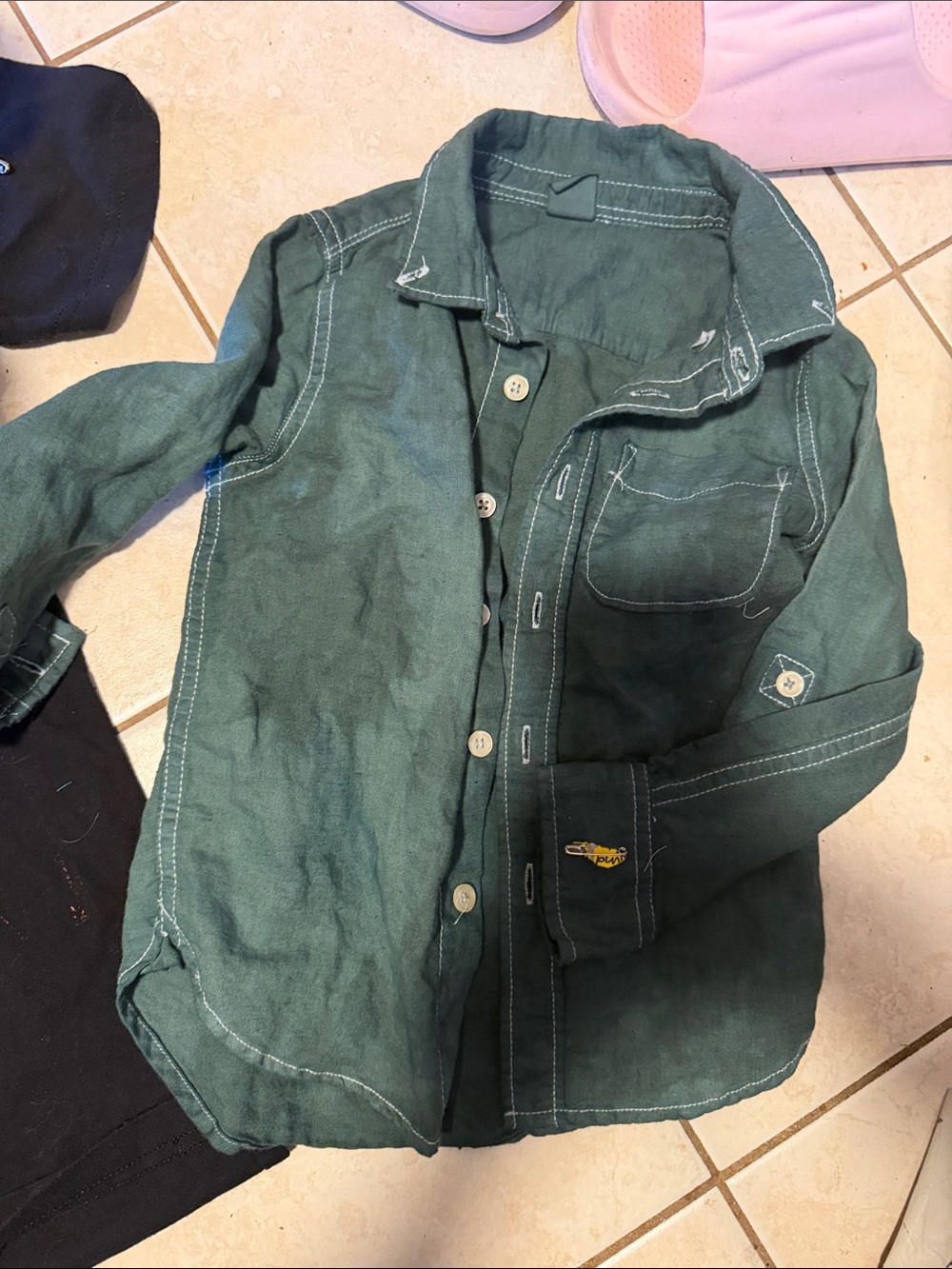 GAP Dark Green Button-Down Kids Shirt